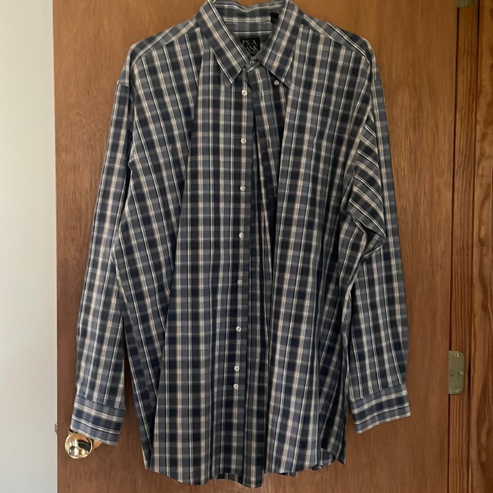Blue plaid long sleeve button down shirt